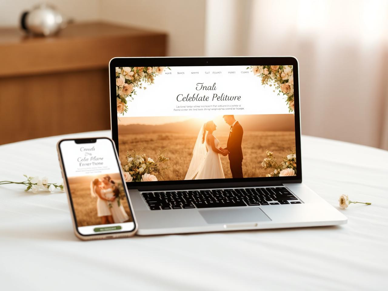 Personalized celebration website on laptop and phone